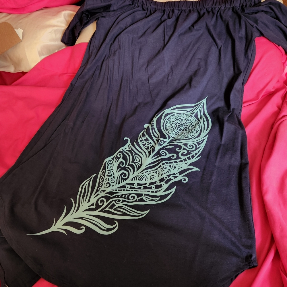 Navy blue off the shoulder dress or tunic